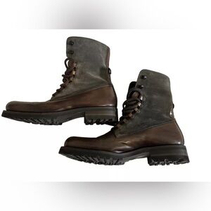 Magnanni Suede Leather Combat Boots size 9 Blue Sole Shoes brown lace-up